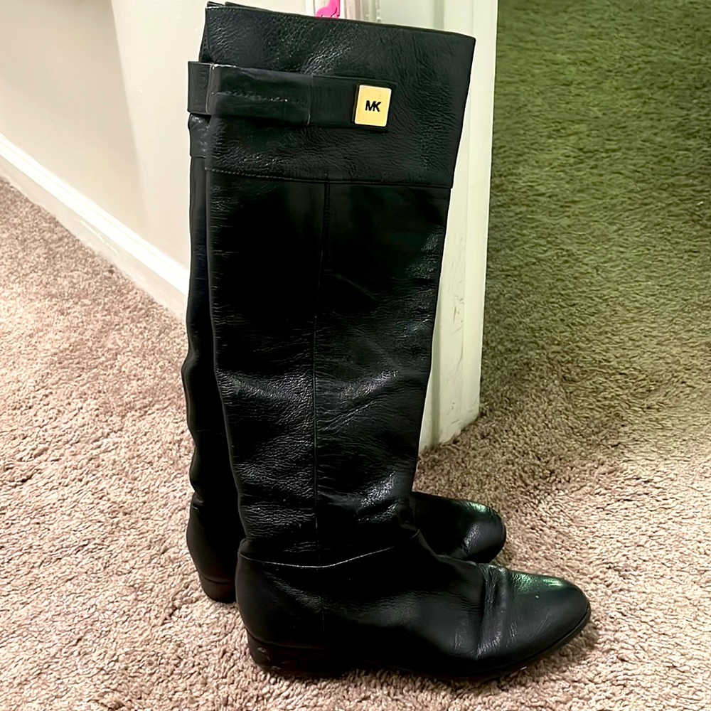 Michael Kors Black Leather Riding Boots